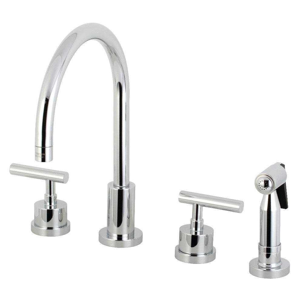 Kingston Brass KS8723CMLBS Manhattan Double-Handle Widespread Kitchen Faucet with Brass Sprayer, Antique Brass