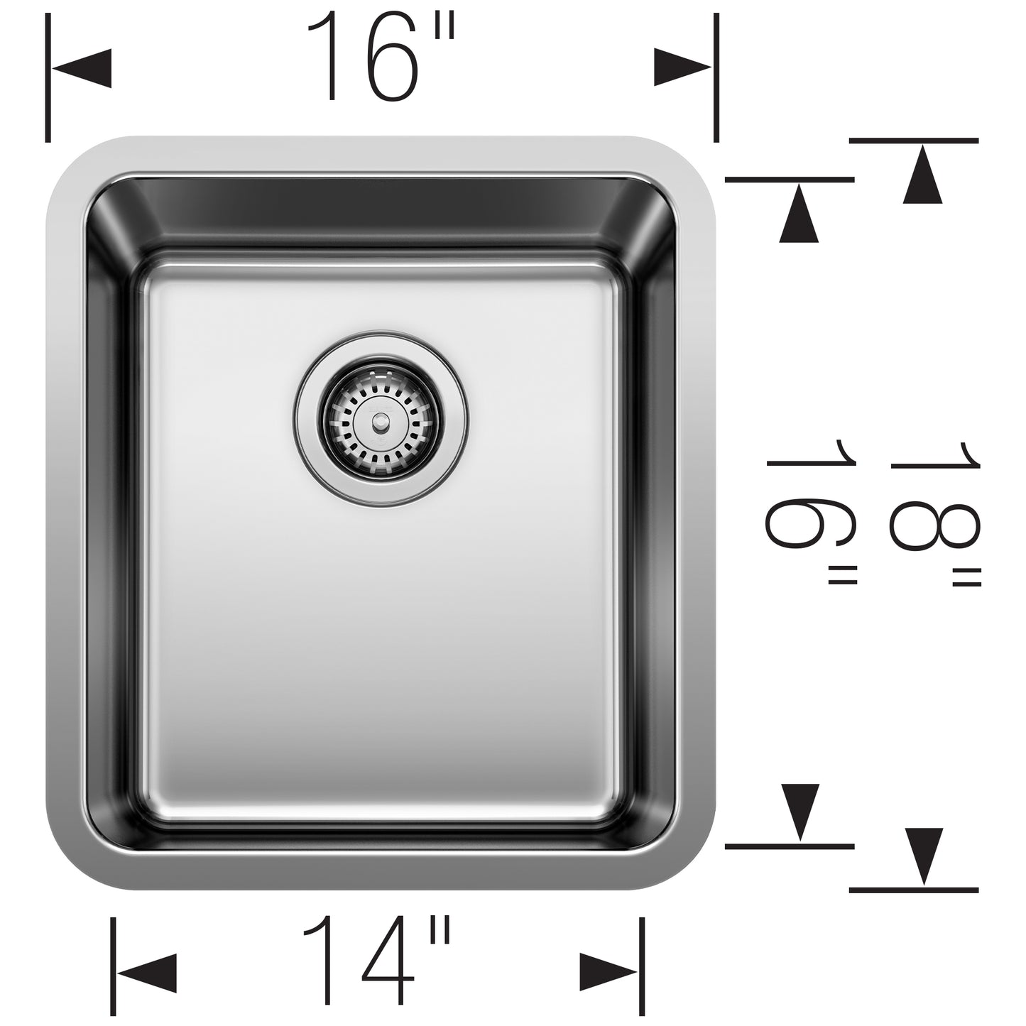 BLANCO Formera 16" Undermount Stainless Steel Bar Sink with dimensions 16" x 14" for compact spaces.