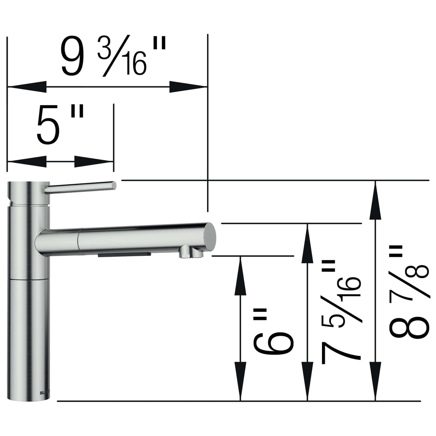 BLANCO Alta II Low Arc Pull-Out Dual-Spray Kitchen Faucet