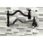 Kingston Brass KS2107BPL Bel-Air Wall Mount Pot Filler Faucet, Brushed Brass with white porcelain levers.