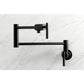 Kingston Brass KS4103CKL Kaiser Wall Mount Pot Filler Faucet, Antique Brass with sleek black silicone handles