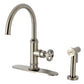 Kingston Brass KSD2433RNX Ostro Single-Handle Kitchen Faucet, Antique Brass with side spray in brushed nickel finish