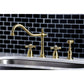 Kingston Brass KB1793AXBS Heritage Double-Handle Widespread Kitchen Faucet with Brass Sprayer, Antique Brass