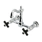 Kingston KS2443PKX Duchess Two-Handle Wall Mount Bridge Kitchen Faucet, Antique Brass with black handles and polished chrome finish
