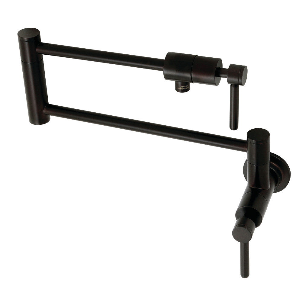 Kingston Brass KS4103DL Concord Wall Mount Pot Filler Faucet, Antique Brass with cylindrical styling and swing arms