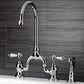 Kingston KS7793BALBS Heirloom Bridge Kitchen Faucet with Brass Sprayer, Antique Brass in a stylish kitchen setting
