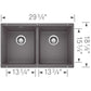 BLANCO Precis SILGRANIT 29" 50/50 Double Bowl Undermount Kitchen Sink