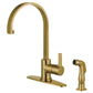 Kingston Brass LS8713CTLSP Continental Kitchen Faucet with Side Sprayer right side view featuring high-arc gooseneck design.