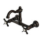 Kingston KS3253BEX Essex Two-Handle Wall Mount Bridge Kitchen Faucet, Antique Brass finish with Oil Rubbed Bronze.