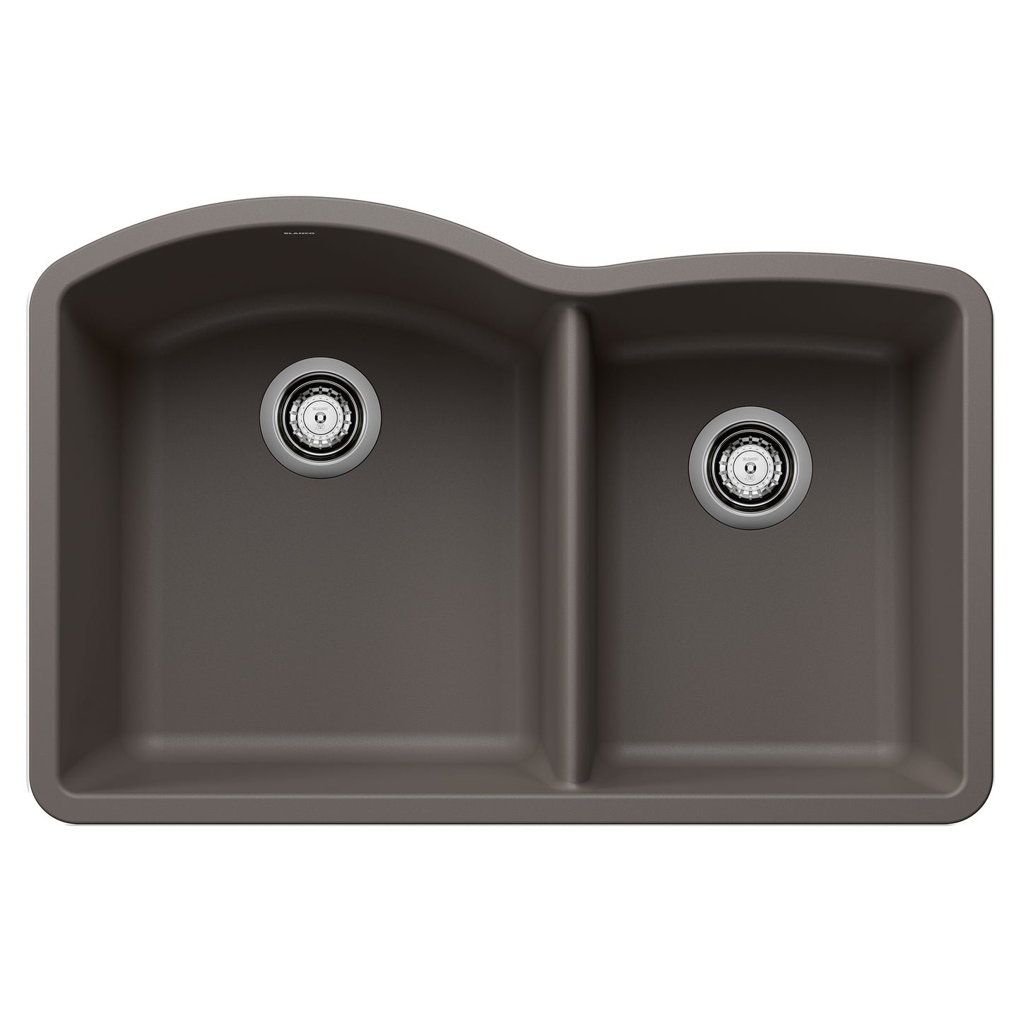 BLANCO Diamond SILGRANIT 32" 60/40 Double Bowl Undermount Kitchen Sink showcases an asymmetrical bowl design.