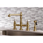 Kingston KS7277PXBS English Country Bridge Kitchen Faucet with Brass Sprayer, Brushed Brass