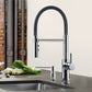 BLANCO Catris Flexo Semi-Pro Pull-Down Dual-Spray Kitchen Faucet in a modern kitchen setting with industrial design.