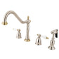 Kingston Brass KB1793PLBS Heritage Double-Handle Widespread Kitchen Faucet with Brass Sprayer, Antique Brass