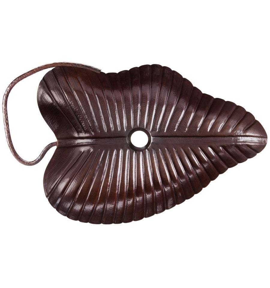 Thompson Teopantlan II 25" Smooth Aged Copper Leaf-Shaped Bathroom Sink - OLBC-HW - view 3