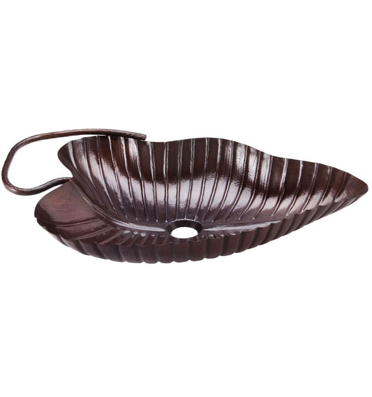 Thompson Teopantlan II 25" Smooth Aged Copper Leaf-Shaped Bathroom Sink - OLBC-HW