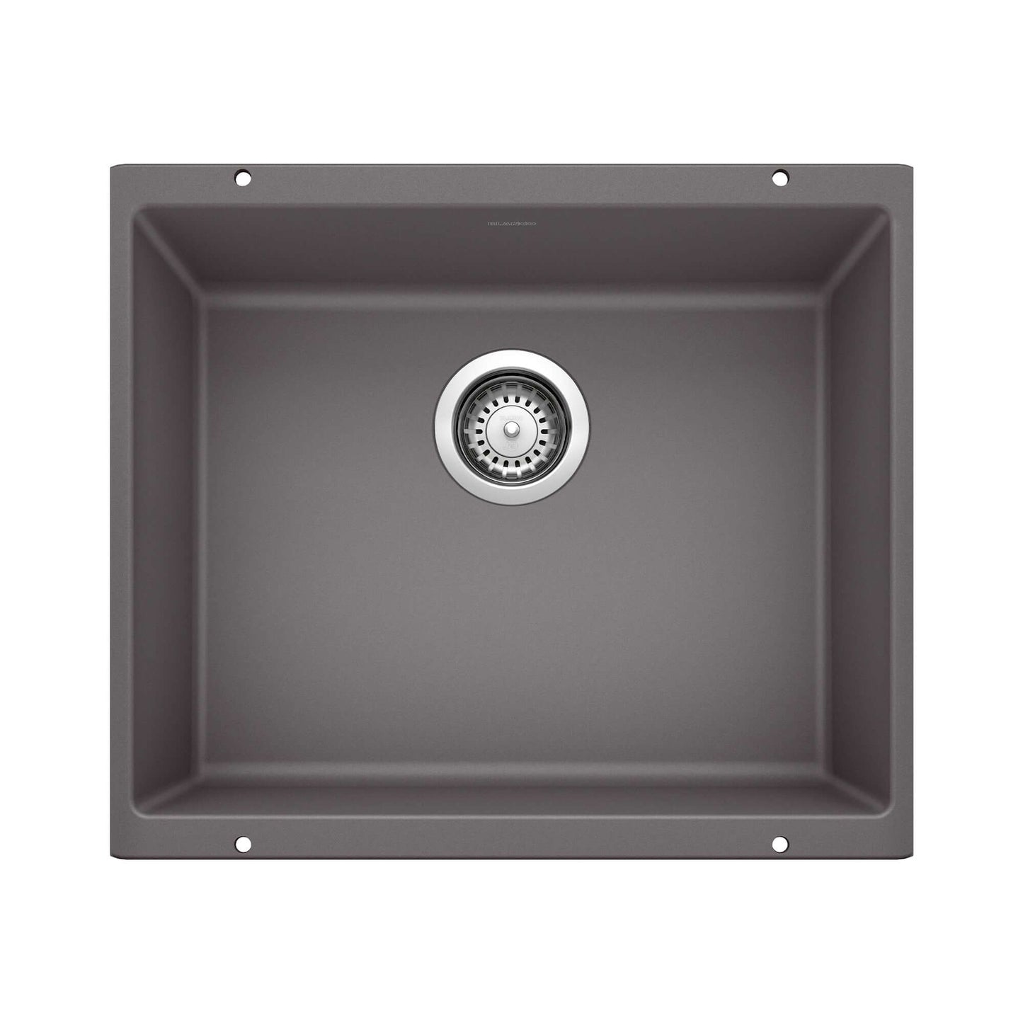 BLANCO Precis SILGRANIT 21" Single Bowl Undermount Kitchen Sink in Cinder, ideal for small kitchens and prep areas.