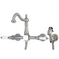 Kingston KS1263PLBS Heritage Two-Handle Wall Mount Bridge Kitchen Faucet with Brass Sprayer, Antique Brass
