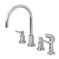 Kingston Brass KS8728DL Concord Double-Handle Widespread Kitchen Faucet with Plastic Sprayer, Brushed Nickel