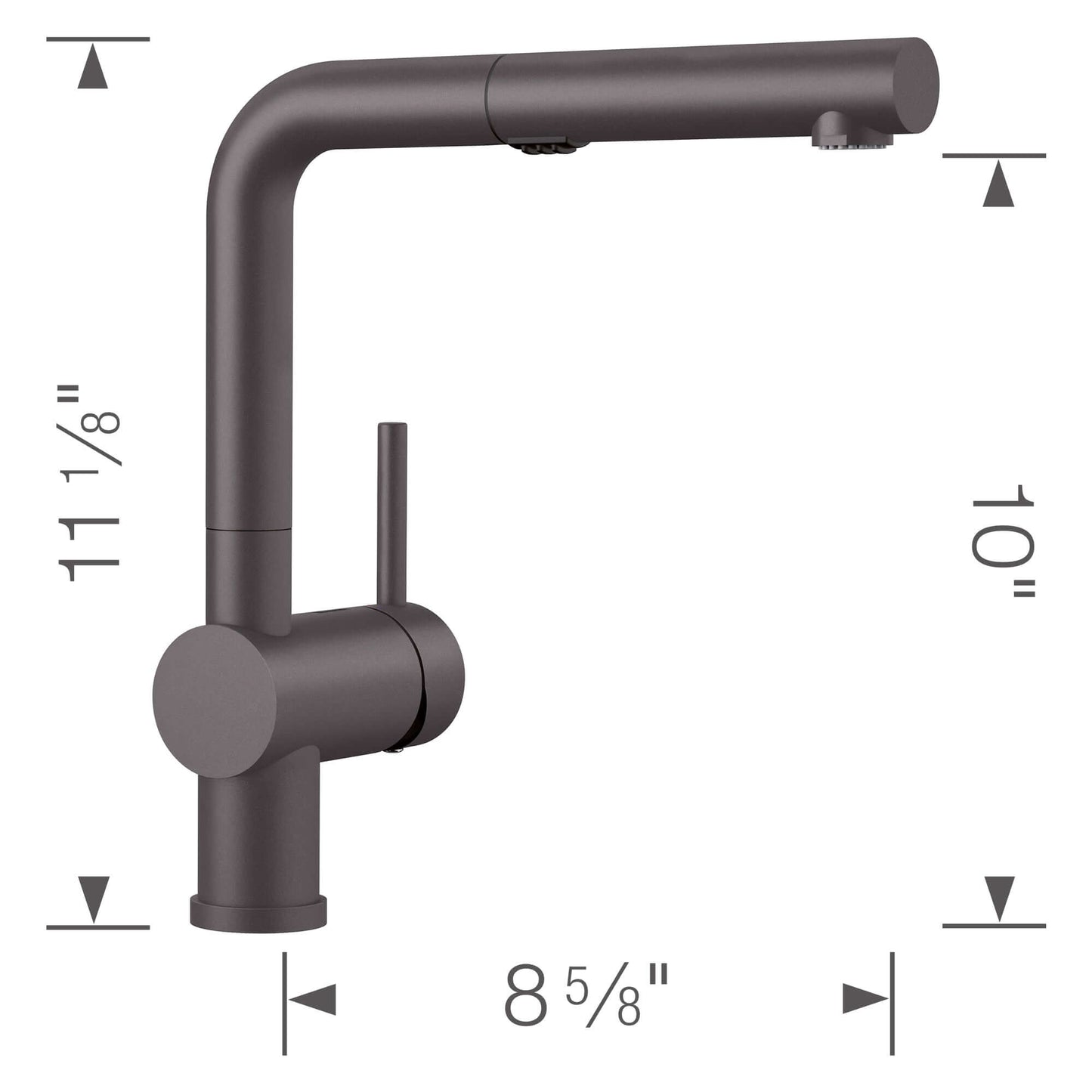 BLANCO Linus Low Arc Pull-Out Dual-Spray Kitchen Faucet - dimensions and design details