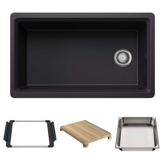BLANCO Inteos SILGRANIT 33" Single Bowl Reversible Undermount Workstation Kitchen Sink with accessories.