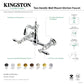 Kingston KS2443BAL Heirloom Two-Handle Wall Mount Bridge Kitchen Faucet, Antique Brass, detailed image showcasing faucet design and features.