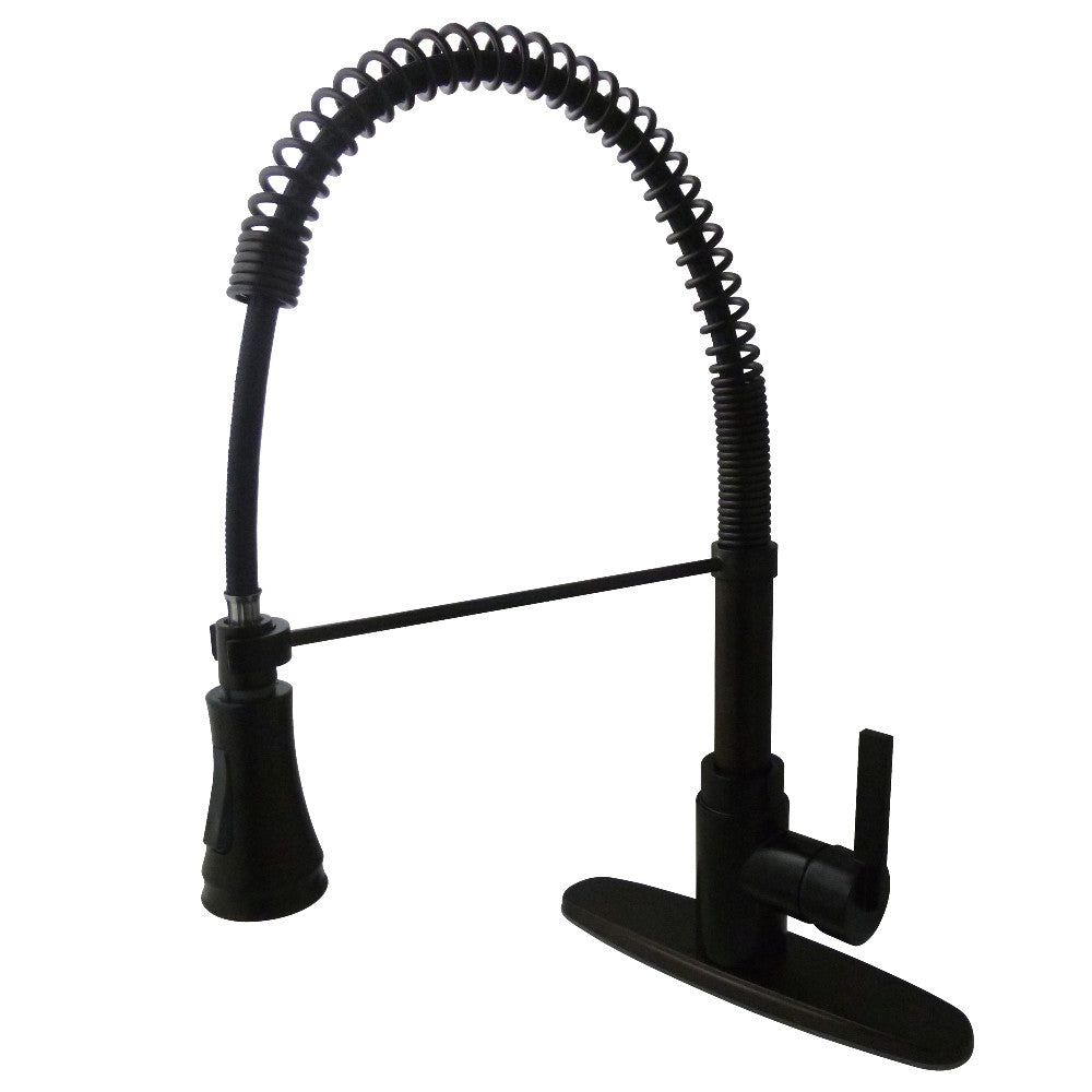 Gourmetier GSY8878CTL Continental Single-Handle Deck-Mount Pre-Rinse Kitchen Faucet, Brushed Nickel in oil rubbed bronze finish.
