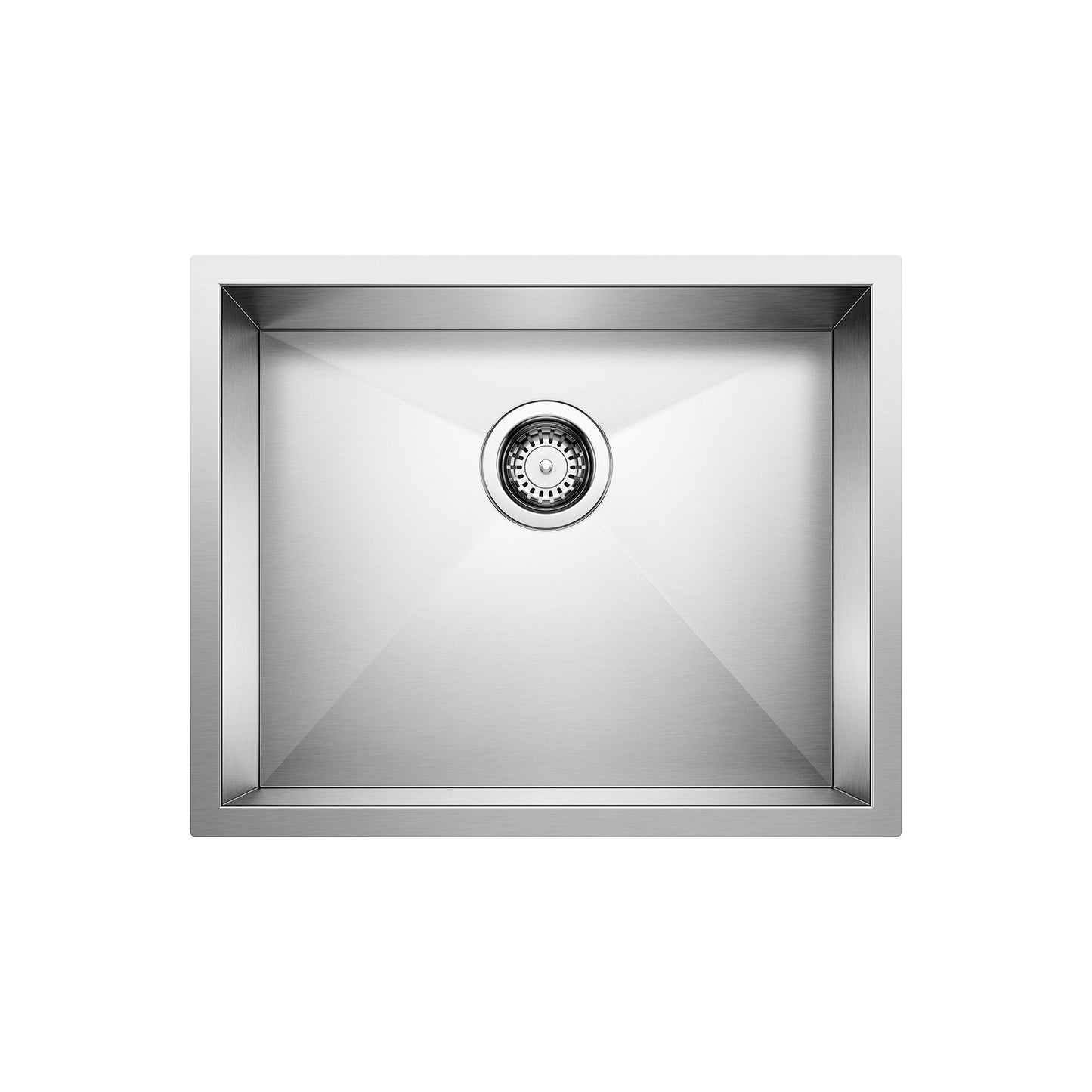 BLANCO Quatrus R0 22" Single Bowl Undermount Stainless Steel Kitchen Sink - top view of sleek design.