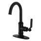 Kingston Brass KSD8503KL Whitaker Single-Handle Bar Faucet, Antique Brass with matte black finish and modern design.