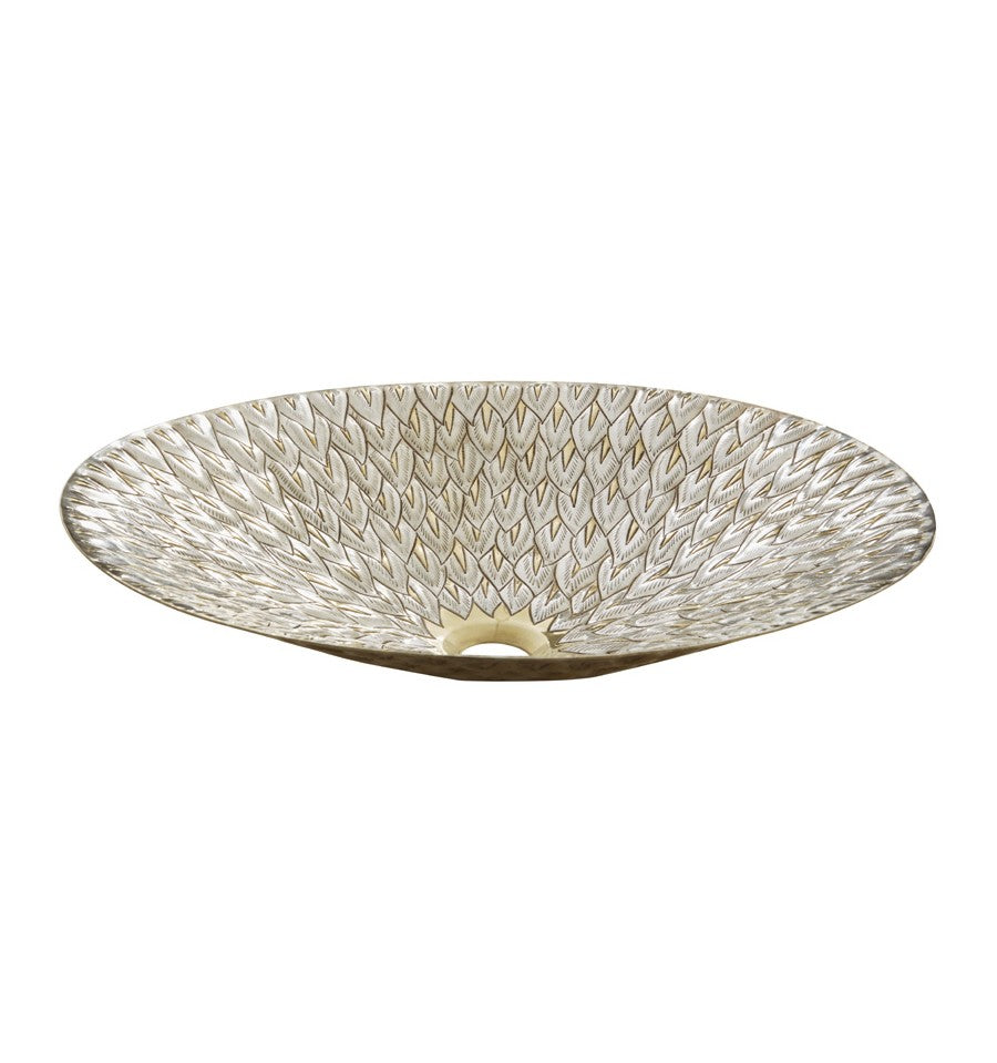Thompson Puebla Pavone 19" Brass and Nickel Peacock Texture Oval Bathroom Sink - BOV-1917P