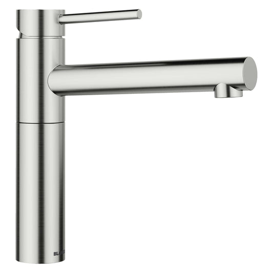 BLANCO Alta II Bar Faucet in sleek stainless steel design, ideal for compact kitchen and bar spaces.