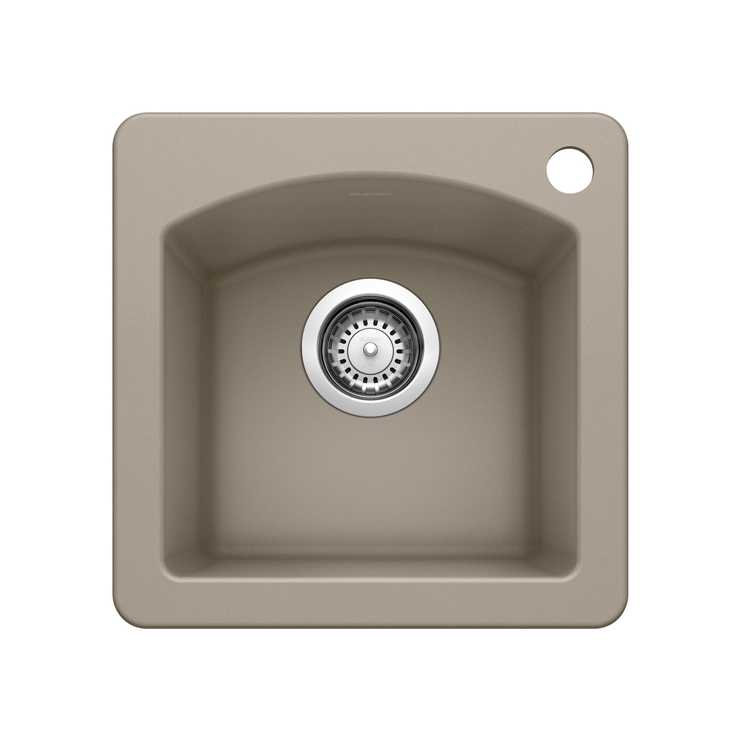 BLANCO Diamond SILGRANIT 15" Dual Mount Bar Sink: Ultra-compact design with stainless steel drain.