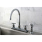 Kingston KS8798ZX Millennium Two-Handle 8" Centerset Kitchen Faucet with Side Sprayer, Brushed Nickel
