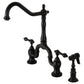 Kingston KS7750ALBS English Country Bridge Kitchen Faucet with Brass Sprayer, Matte Black