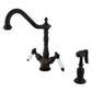 Kingston KS1238PLBS Heritage Two-Handle Kitchen Faucet with Brass Sprayer, Brushed Nickel in Oil Rubbed Bronze finish