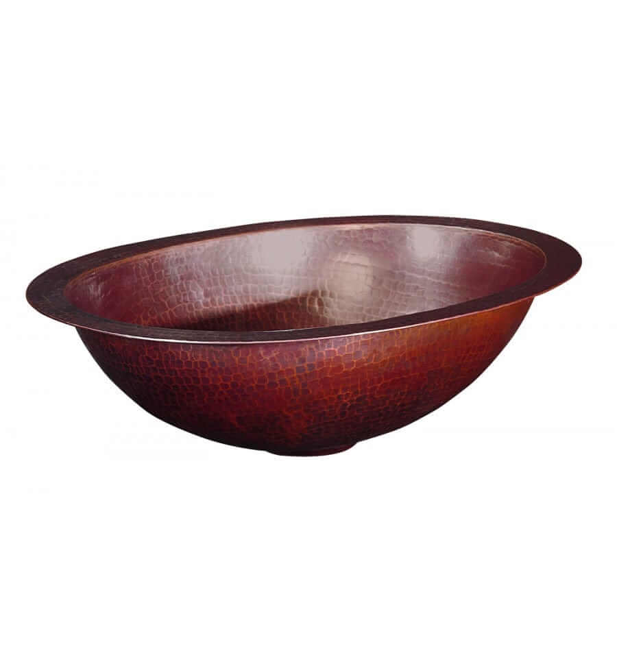 Thompson Huacana 12" Aged Copper Bath Sink - BOU-1209BC, handcrafted oval design with a striking aged copper finish.