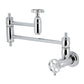 Kingston Brass KS3103RKZ Wendell Wall Mount Pot Filler Faucet with Knurled Handle, Antique Brass in Polished Chrome finish.