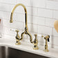 Kingston KS7793PLBS English Country Bridge Kitchen Faucet with Brass Sprayer, Antique Brass