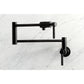 Kingston Brass KS4103DKL Kaiser Wall Mount Pot Filler Faucet, Antique Brass with sleek black design