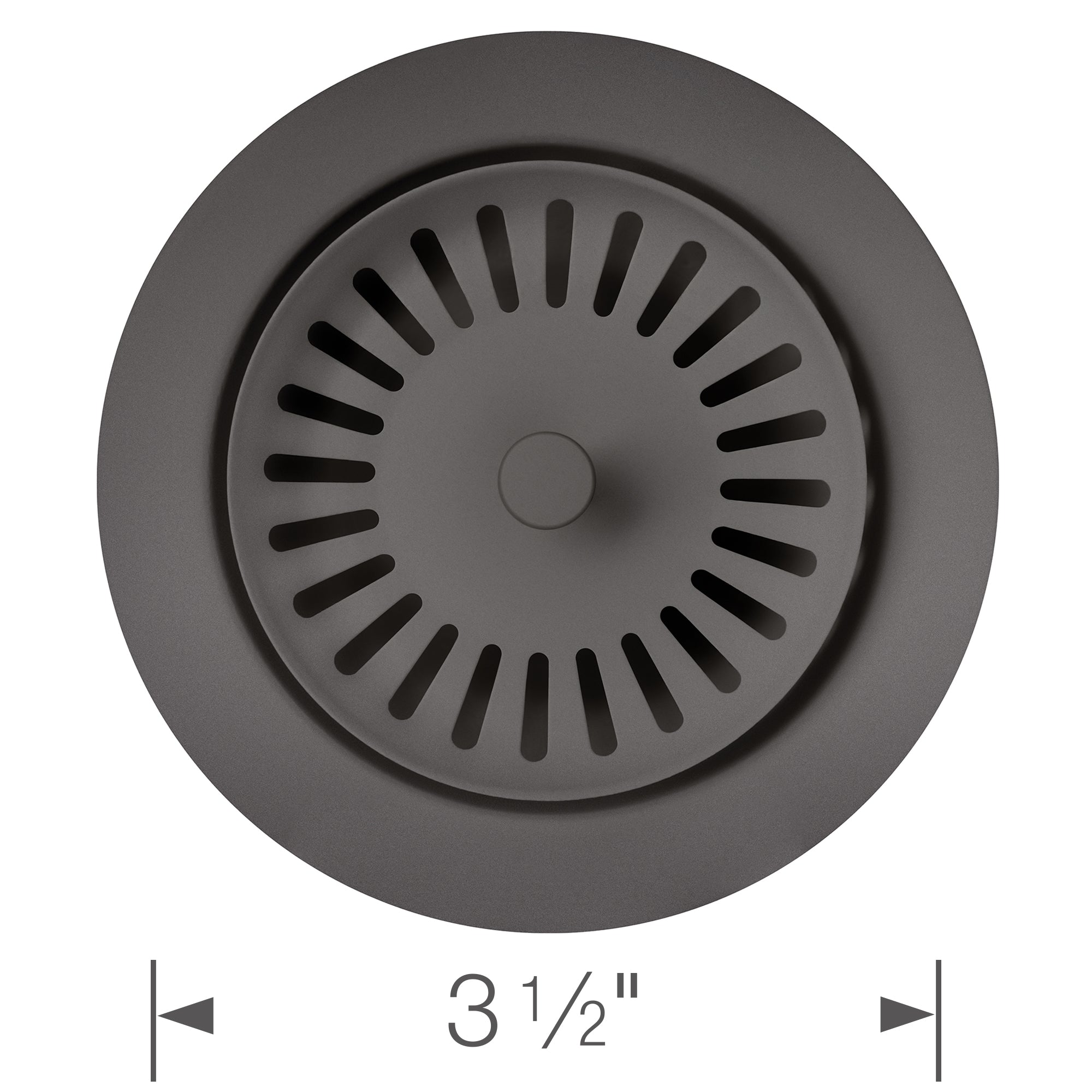 Color-Coordinated Metal Basket Strainer - Anthracite top view with dimensions 3½ inches.