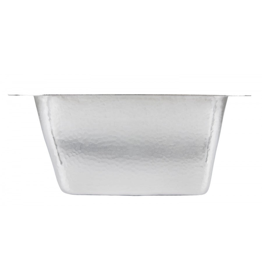 Hand-hammered nickel finish on the Thompson Tamayo square bar sink, 1S-BRN