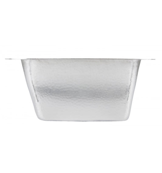 Hand-hammered nickel finish on the Thompson Tamayo square bar sink, 1S-BRN