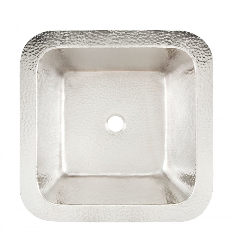 Thompson Tamayo 15-5/8 inch square hand-hammered nickel bar and prep sink, 1S-BRN