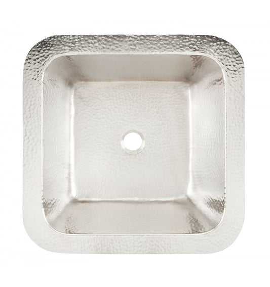 Thompson Tamayo 15-5/8 inch square hand-hammered nickel bar and prep sink, 1S-BRN