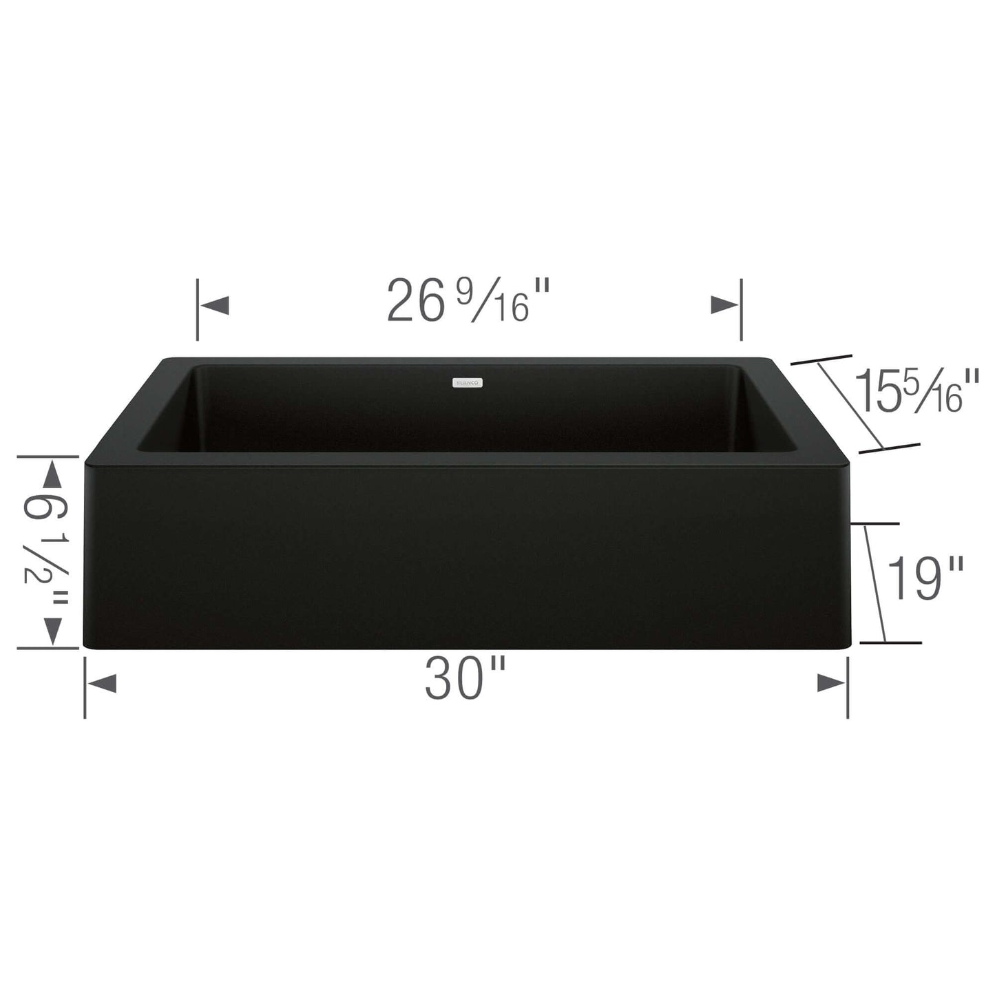 BLANCO VINTERA 30" SILGRANIT Single Bowl Farmhouse Sink dimensions and design specifications.
