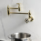 Kingston Brass KS3103RKX Webb Wall Mount Pot Filler Faucet with Knurled Handle, Antique Brass
