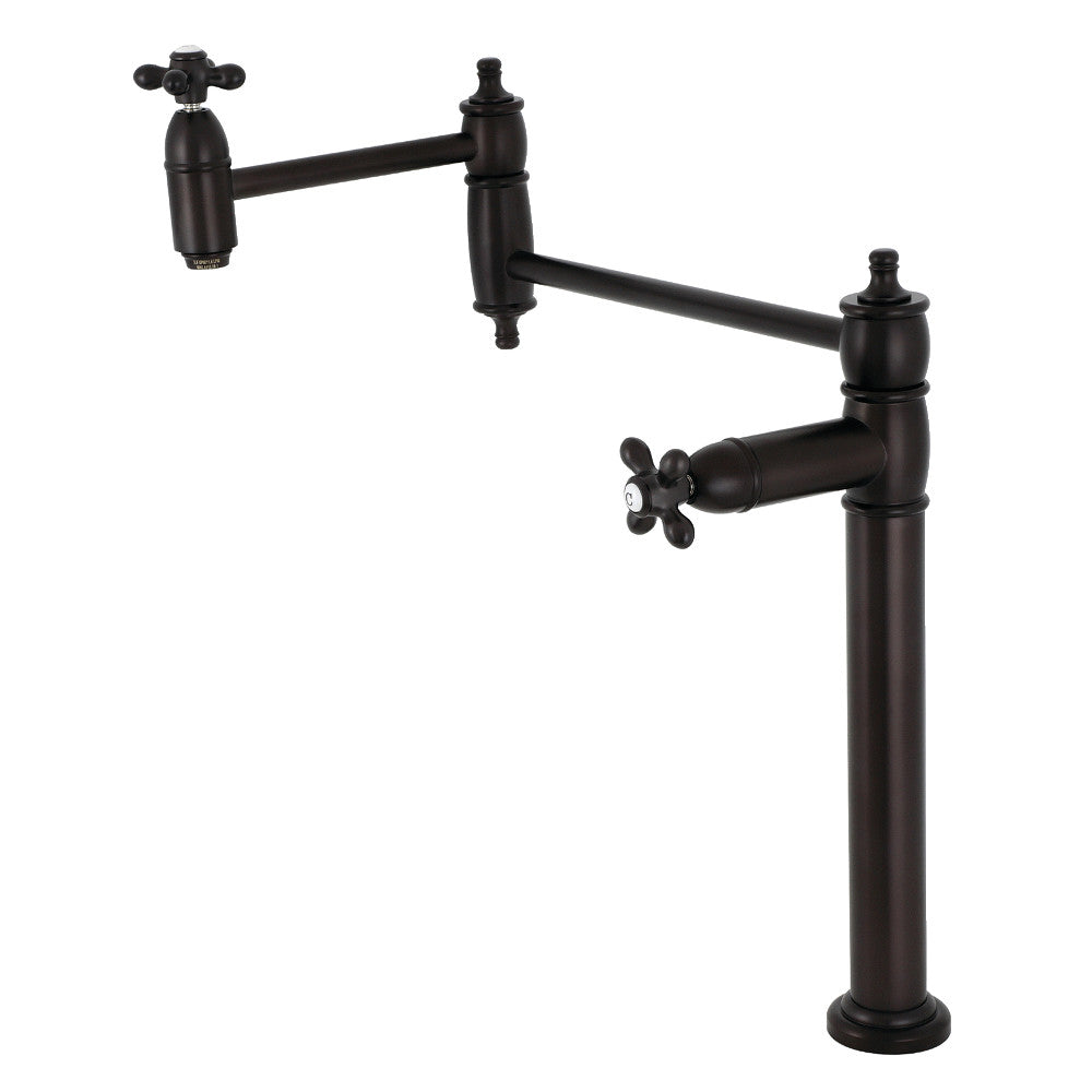 Kingston Brass KS3703AX Restoration Deck Mount Pot Filler Faucet, Antique Brass in oil rubbed bronze finish.