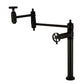 Kingston Brass KS3703RKZ Wendell Deck Mount Pot Filler Faucet with Knurled Handle, Antique Brass in matte black finish.