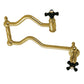 Kingston Brass KS2107PKX Duchess Wall Mount Pot Filler Faucet, Brushed Brass with black porcelain handles
