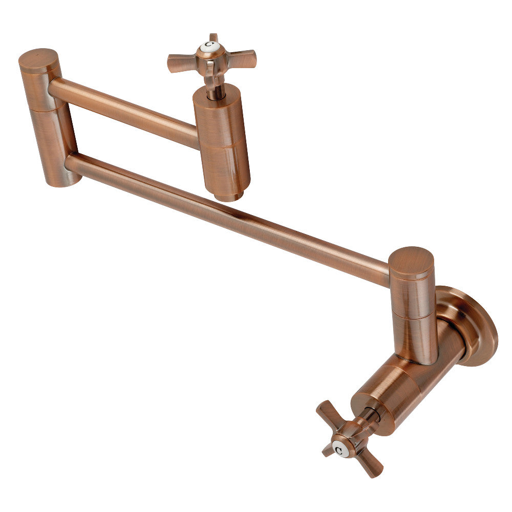Kingston Brass KS8103ZX Millennium Wall Mount Pot Filler Faucet, Antique Brass with swing arms in antique copper finish