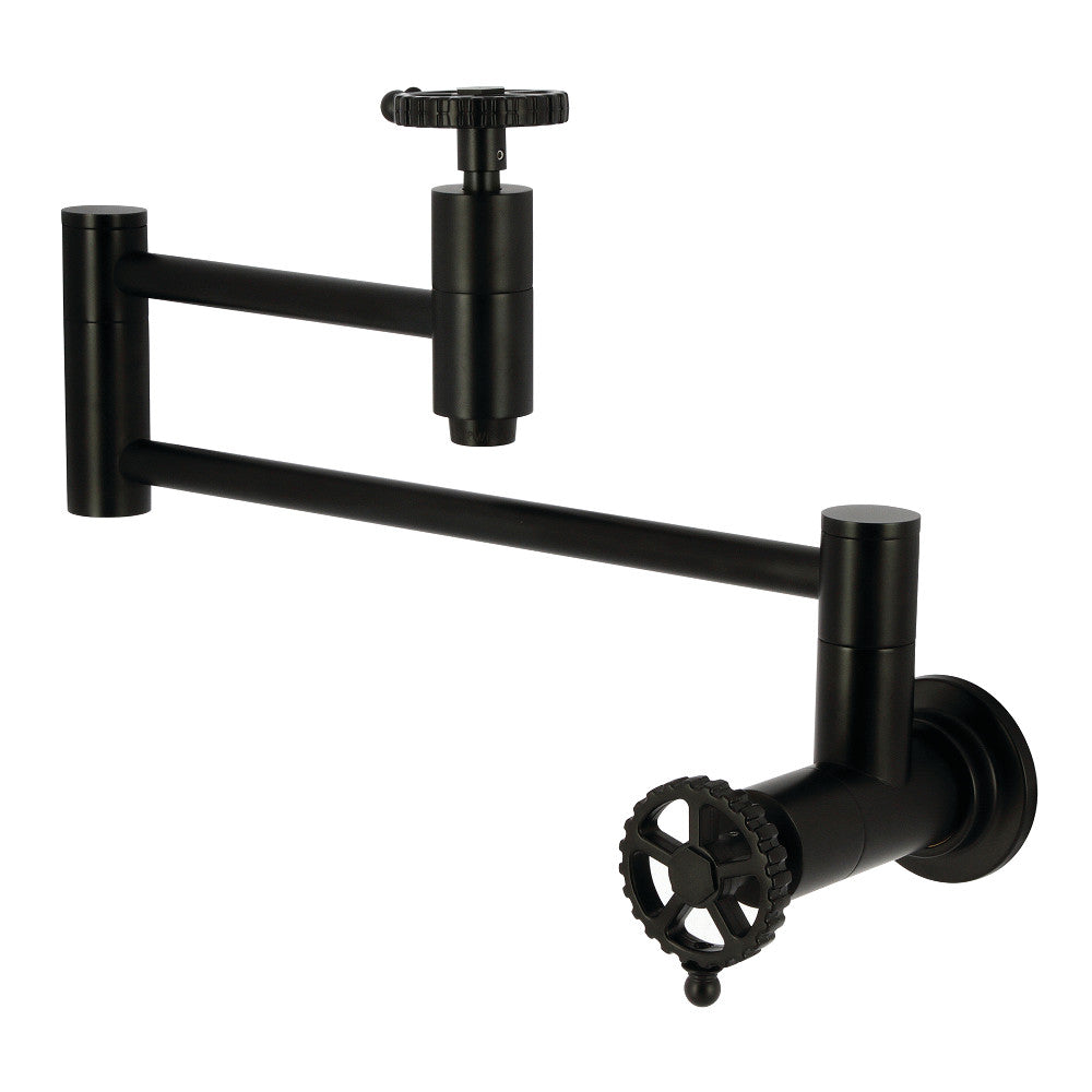 Kingston Brass KS8103CG Fuller Wall Mount Pot Filler Faucet, Antique Brass with matte black finish